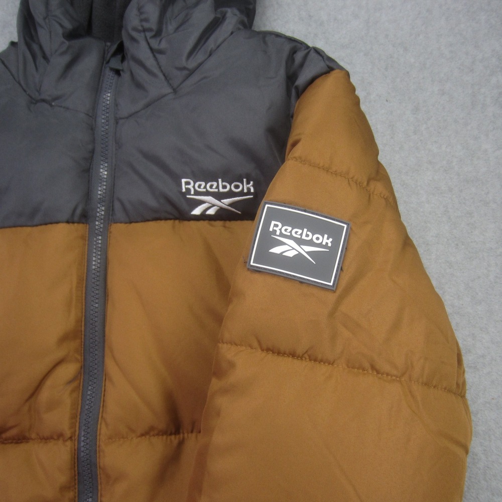 Reebok‎ Jacket Boys Youth Large 14/16 Timber Brown Grey Puffer Hooded Full Zip - Picture 5 of 16